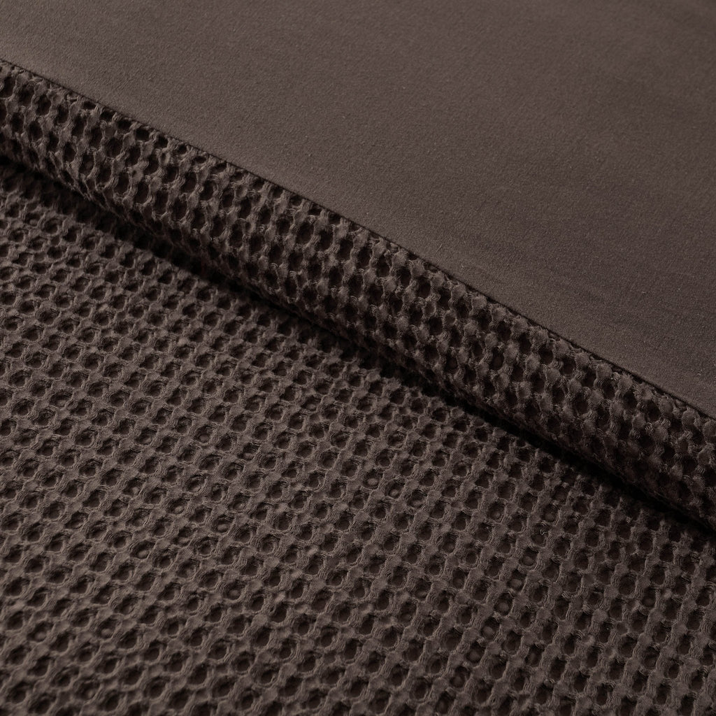 Dusklia - Portofino Waffle 100% Cotton Duvet Cover 200 Thread Count - Chocolate