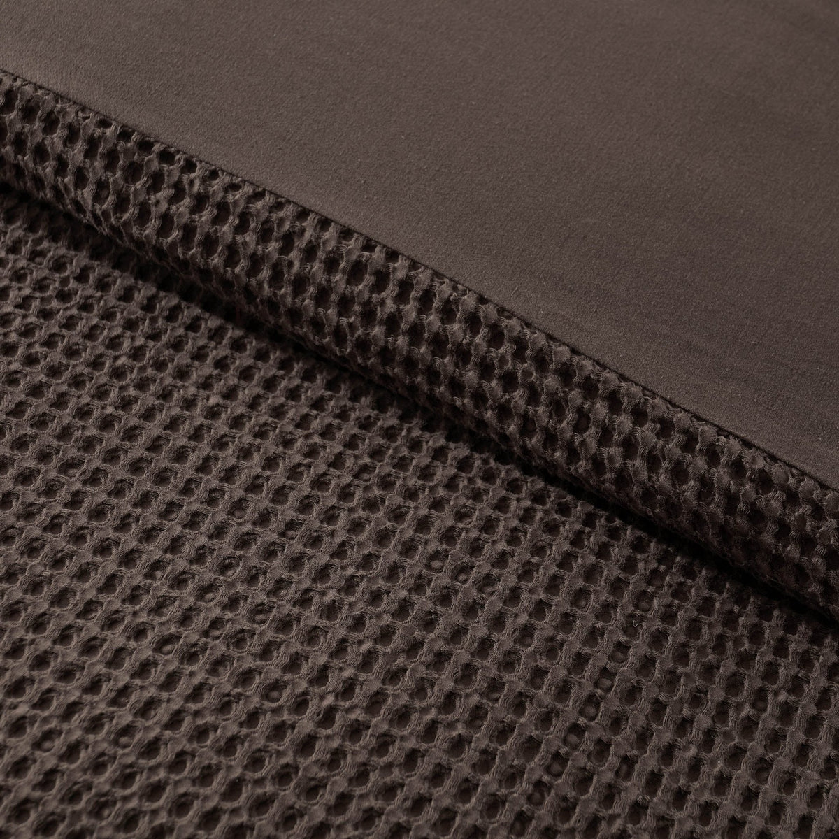 Dusklia - Portofino Waffle 100% Cotton Duvet Cover 200 Thread Count - Chocolate