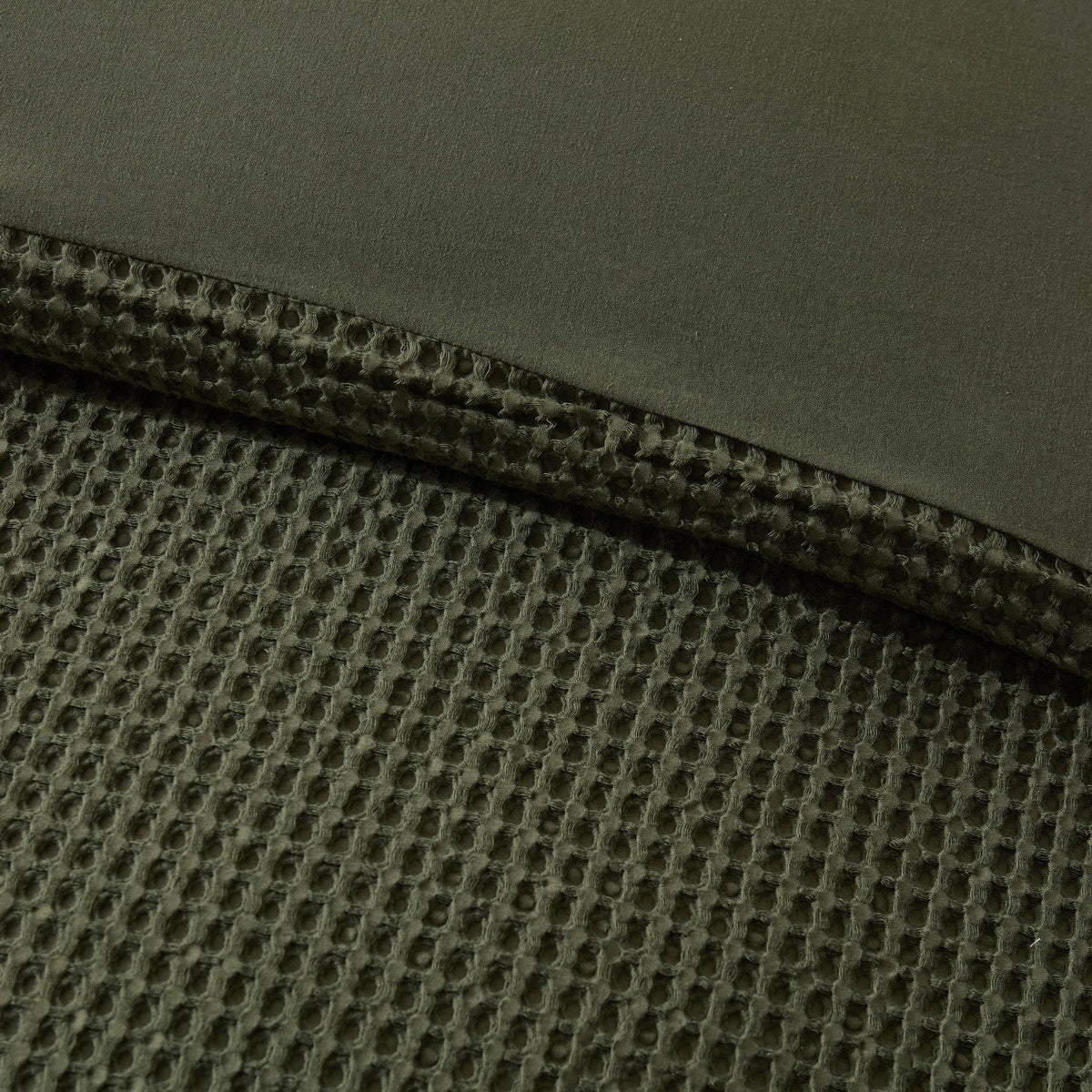 Dusklia - Portofino Waffle 100% Cotton Duvet Cover 200 Thread Count - Forest Green