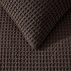 Dusklia - Portofino Waffle 100% Cotton Pair of Pillowcases 200 Thread Count - Chocolate