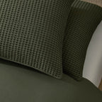Dusklia - Portofino Waffle 100% Cotton Pair of Pillowcases 200 Thread Count - Forest Green