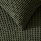 Dusklia - Portofino Waffle 100% Cotton Pair of Pillowcases 200 Thread Count - Forest Green
