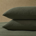 Dusklia - Portofino Waffle 100% Cotton Pair of Pillowcases 200 Thread Count - Forest Green