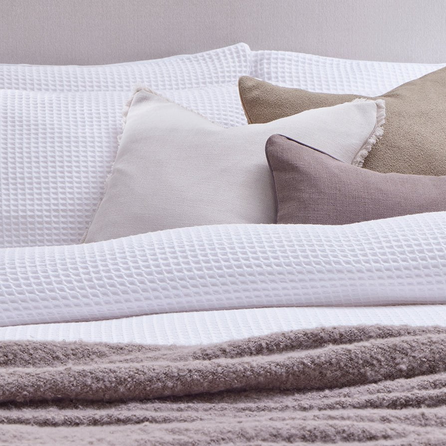 Dusklia - Portofino Waffle 100% Cotton Duvet Cover 200 Thread Count - White