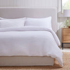Dusklia - Portofino Waffle 100% Cotton Duvet Cover 200 Thread Count - White