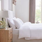 Dusklia - Portofino Waffle 100% Cotton Duvet Cover 200 Thread Count - White