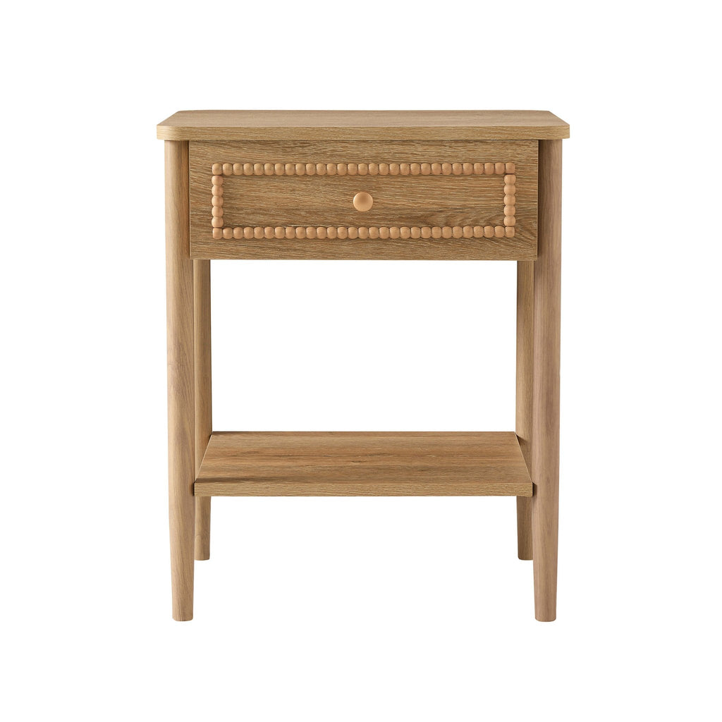 Dusklia - Posy Bobbin 1 Drawer Nightstand - Light Wood