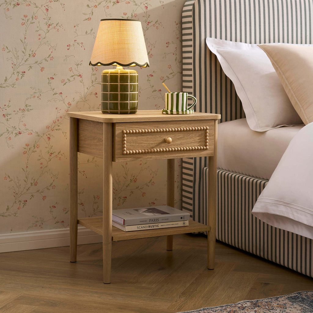 Dusklia - Posy Bobbin 1 Drawer Nightstand - Light Wood