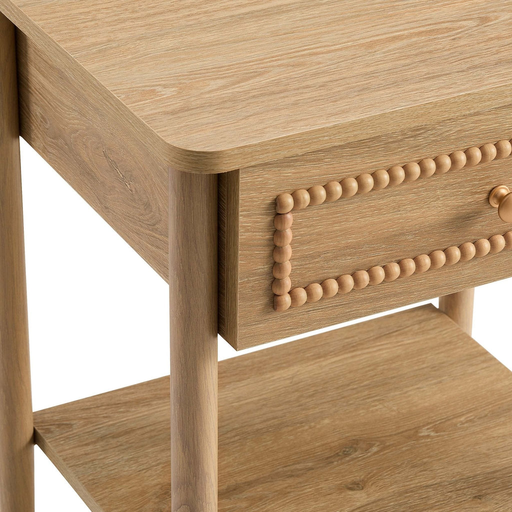 Dusklia - Posy Bobbin 1 Drawer Nightstand - Light Wood