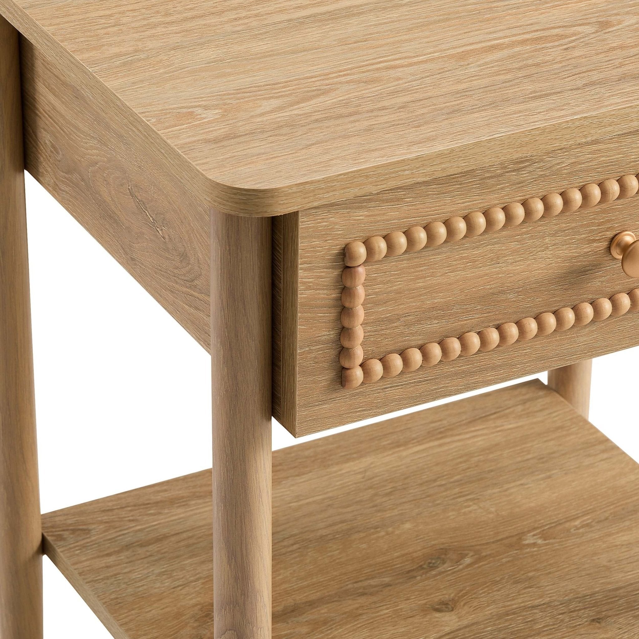 Dusklia - Posy Bobbin 1 Drawer Nightstand - Light Wood