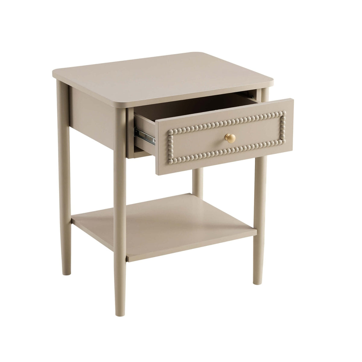 Dusklia - Posy Bobbin 1 Drawer Nightstand - Taupe