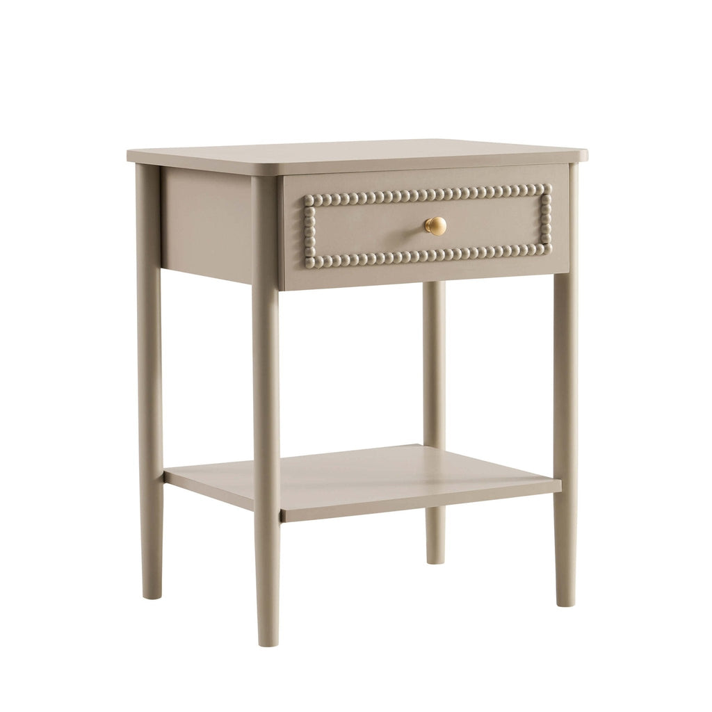 Dusklia - Posy Bobbin 1 Drawer Nightstand - Taupe