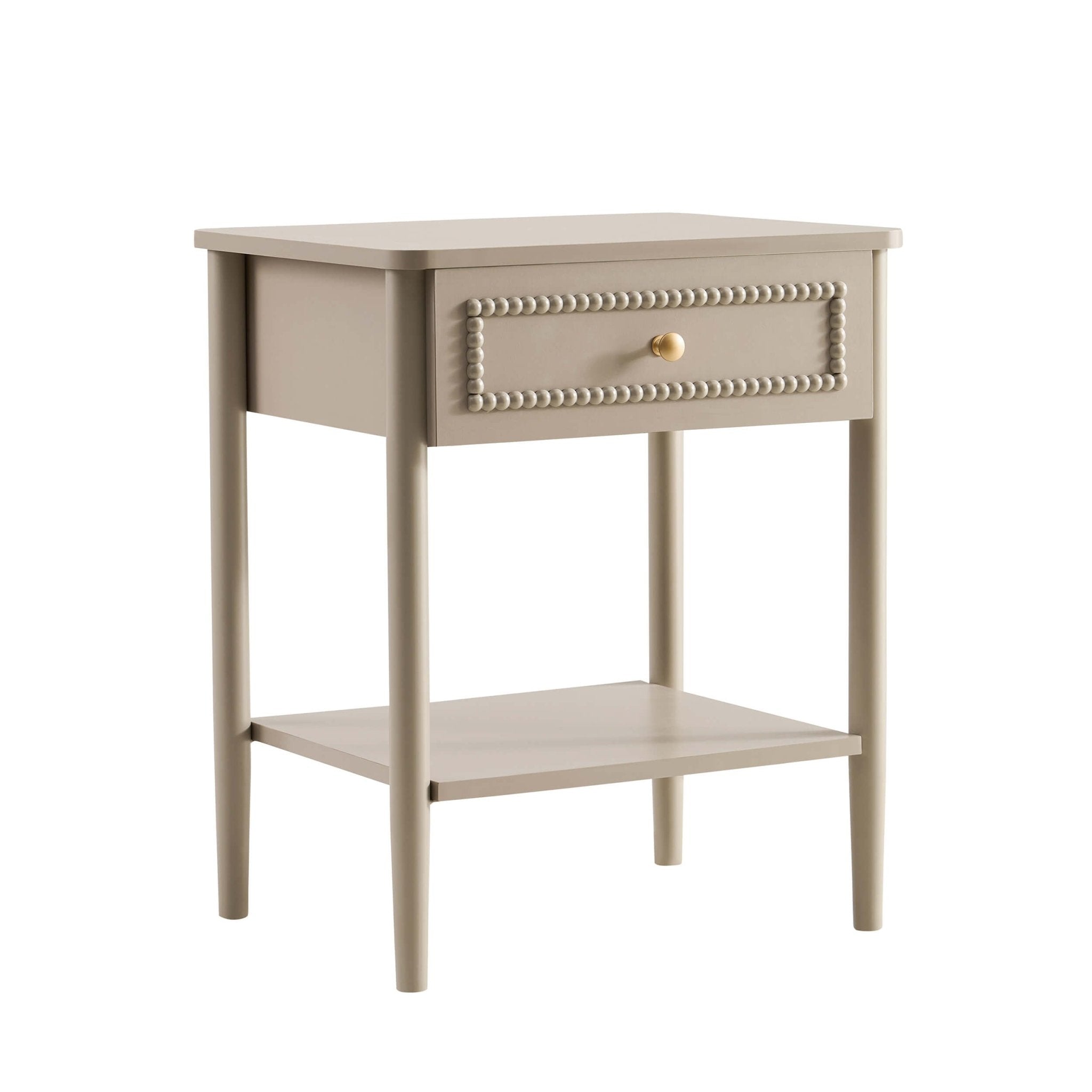 Dusklia - Posy Bobbin 1 Drawer Nightstand - Taupe