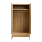 Dusklia - Posy Bobbin 2 Door Wardrobe with Drawer - Light Wood