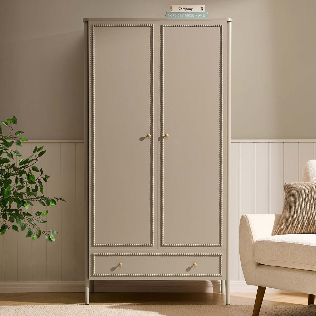 Dusklia - Posy Bobbin 2 Door Wardrobe with Drawer - Taupe