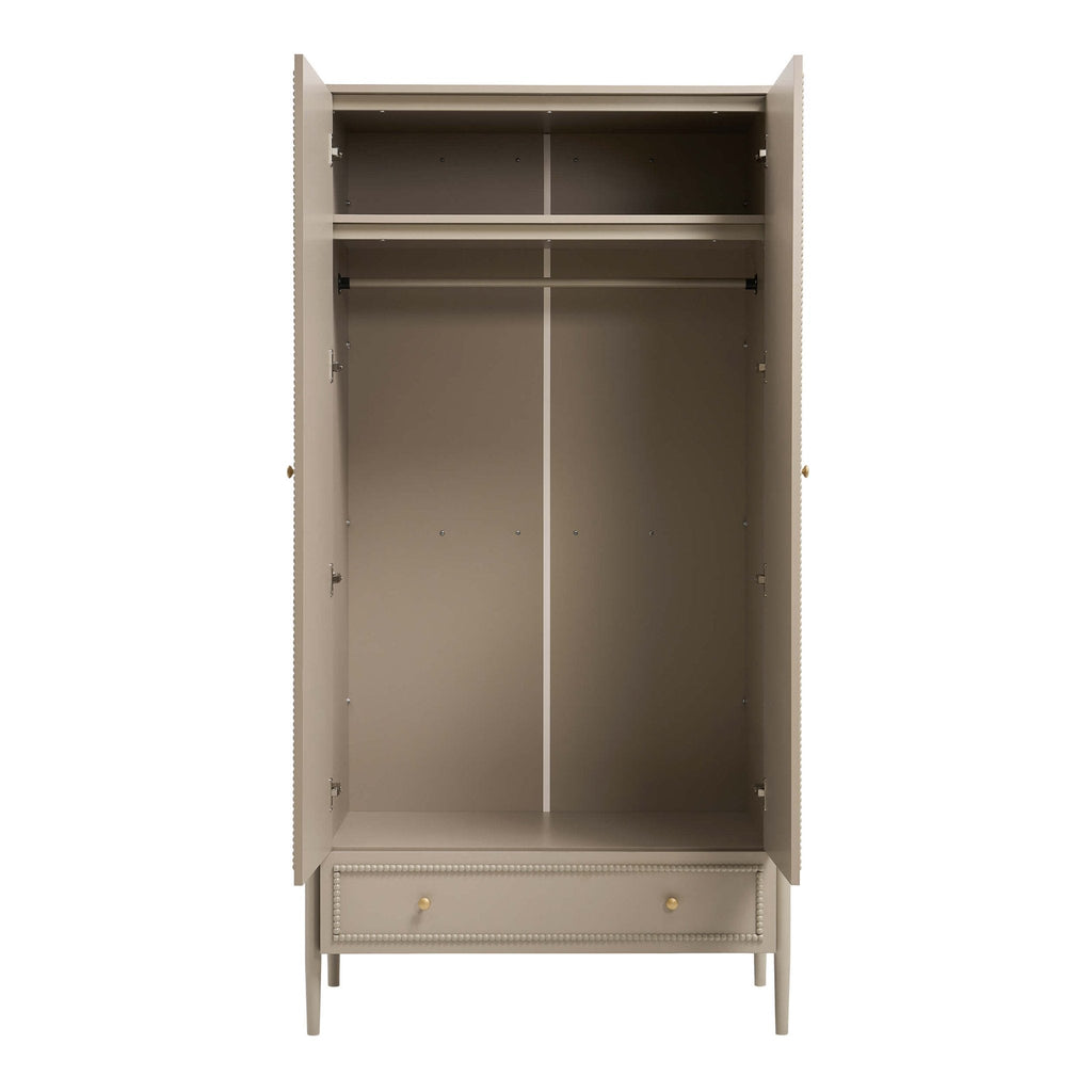 Dusklia - Posy Bobbin 2 Door Wardrobe with Drawer - Taupe