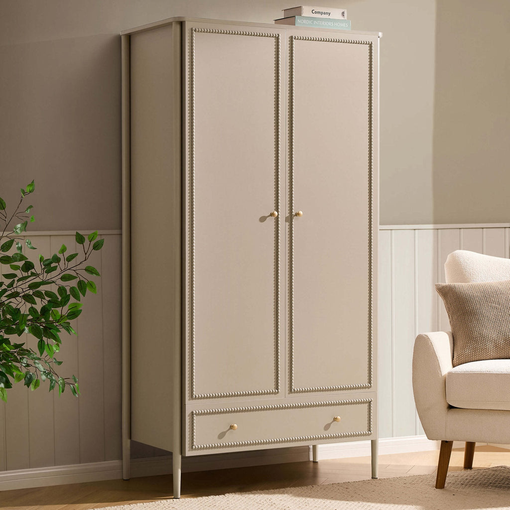 Dusklia - Posy Bobbin 2 Door Wardrobe with Drawer - Taupe