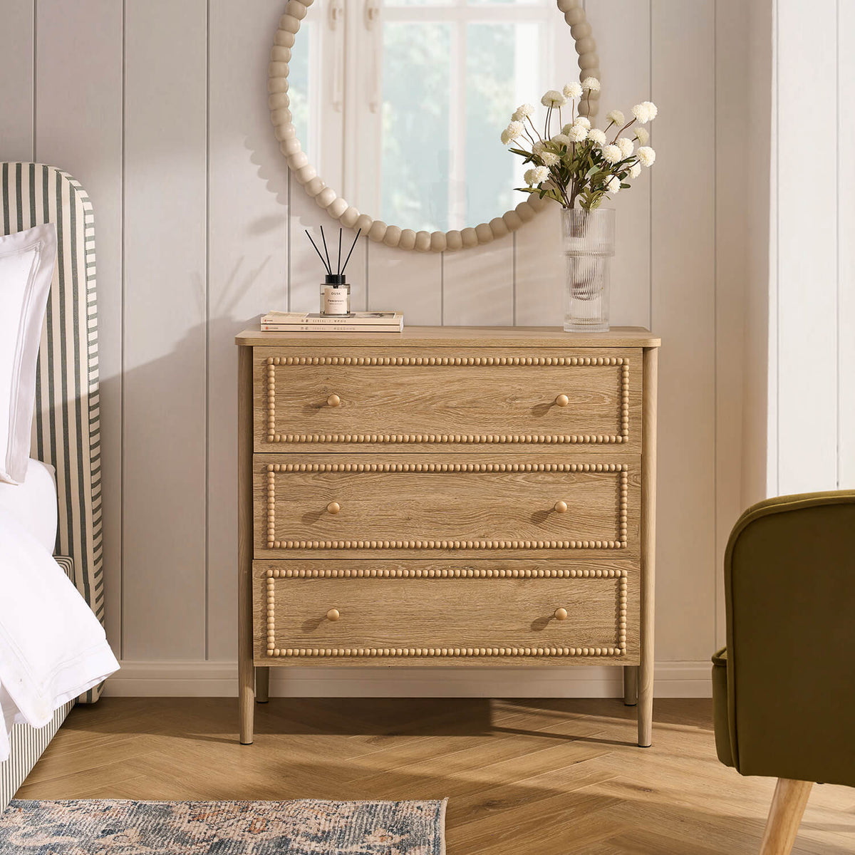Dusklia - Posy Bobbin 3 Drawer Chest - Light Wood