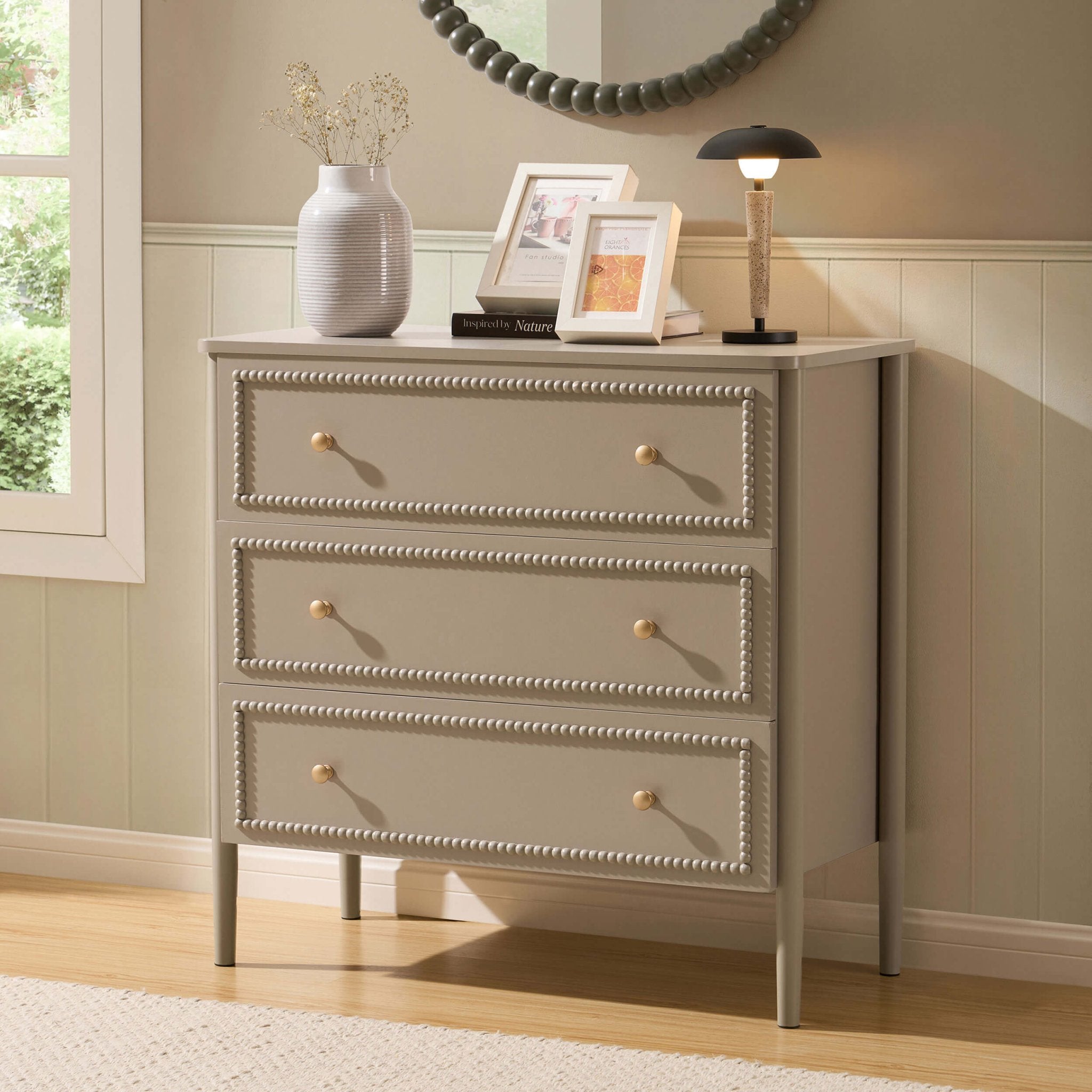Dusklia - Posy Bobbin 3 Drawer Chest - Taupe