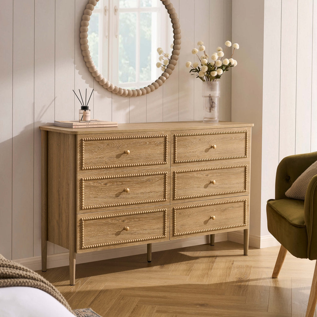 Dusklia - Posy Bobbin 6 Drawer Chest - Light Wood