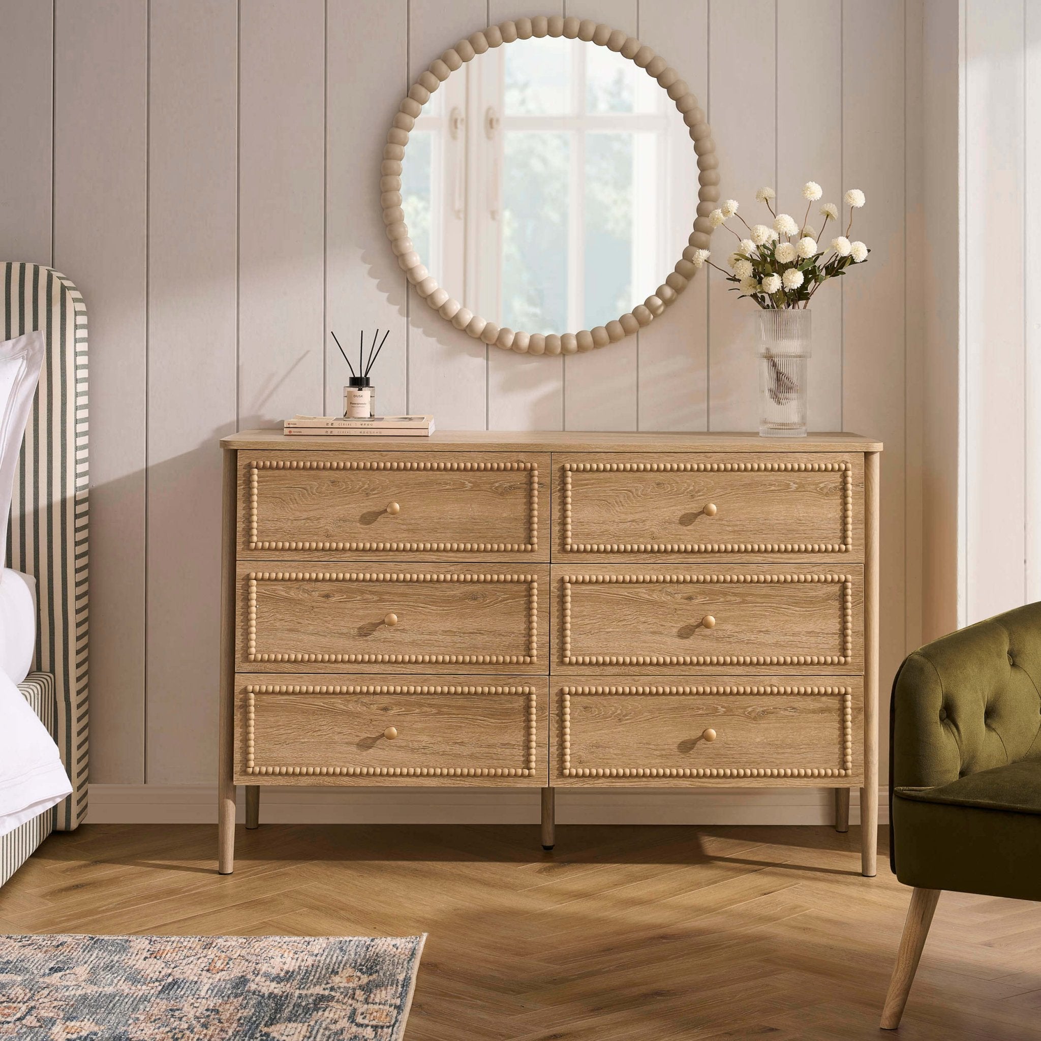 Dusklia - Posy Bobbin 6 Drawer Chest - Light Wood