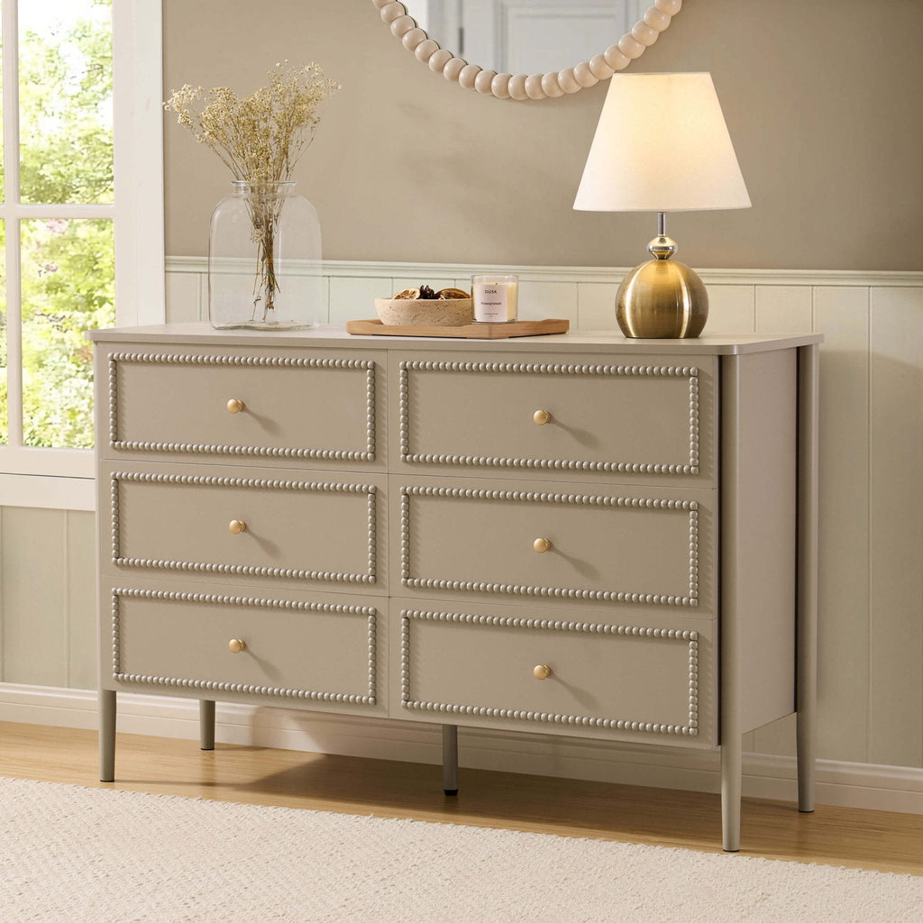 Dusklia - Posy Bobbin 6 Drawer Chest - Taupe
