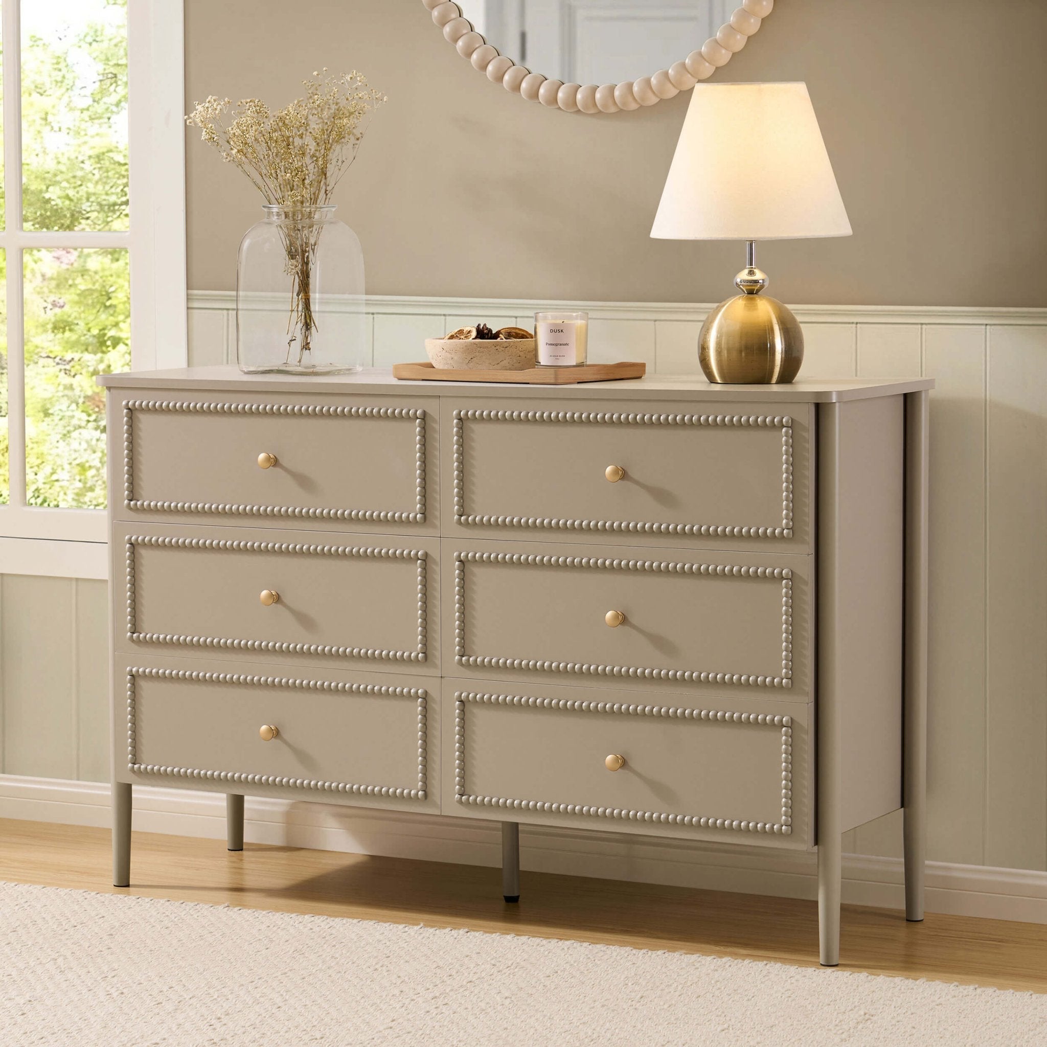 Dusklia - Posy Bobbin 6 Drawer Chest - Taupe