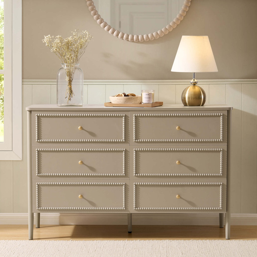 Dusklia - Posy Bobbin 6 Drawer Chest - Taupe