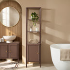 Dusklia - Posy Tall Bathroom Storage Cabinet - Mocha