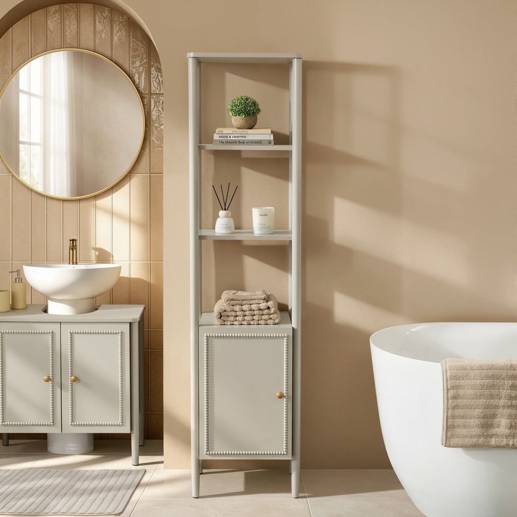 Dusklia - Posy Tall Bathroom Storage Cabinet - Taupe