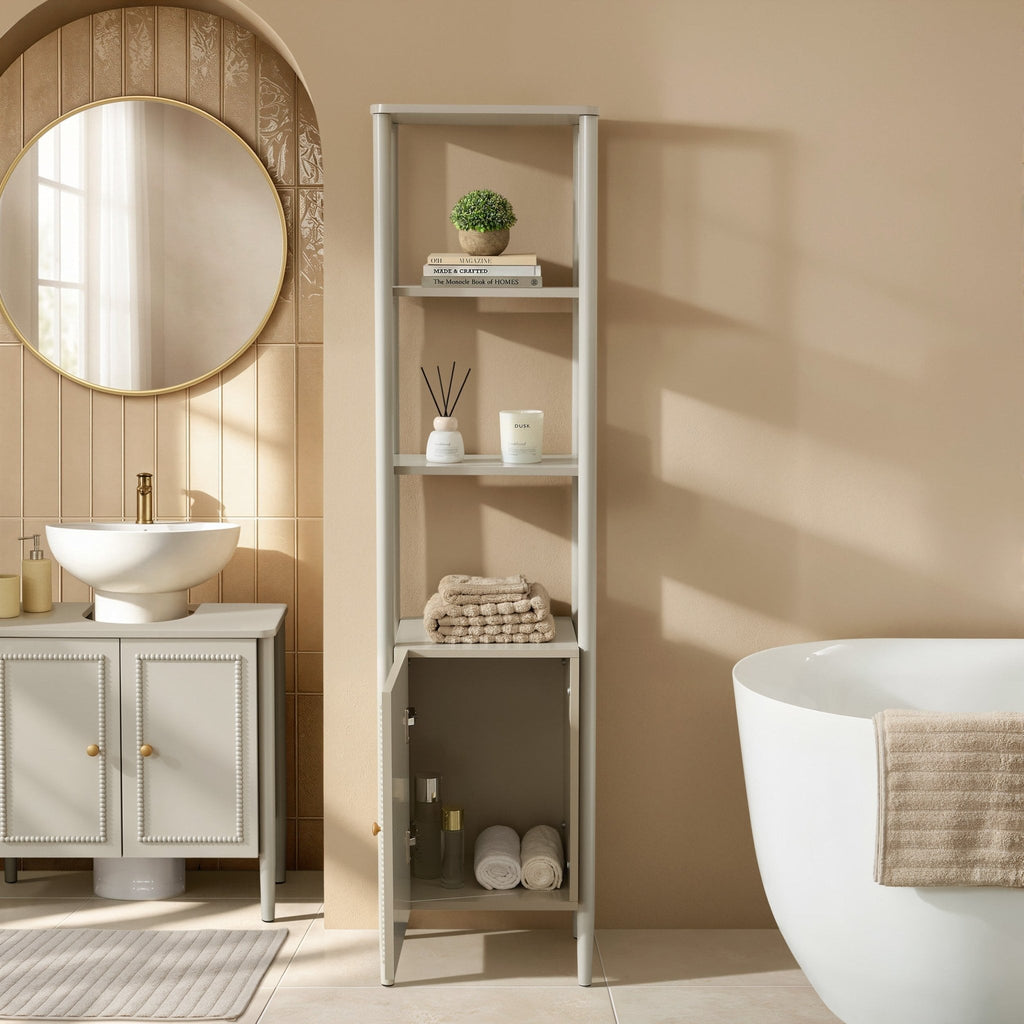 Dusklia - Posy Tall Bathroom Storage Cabinet - Taupe
