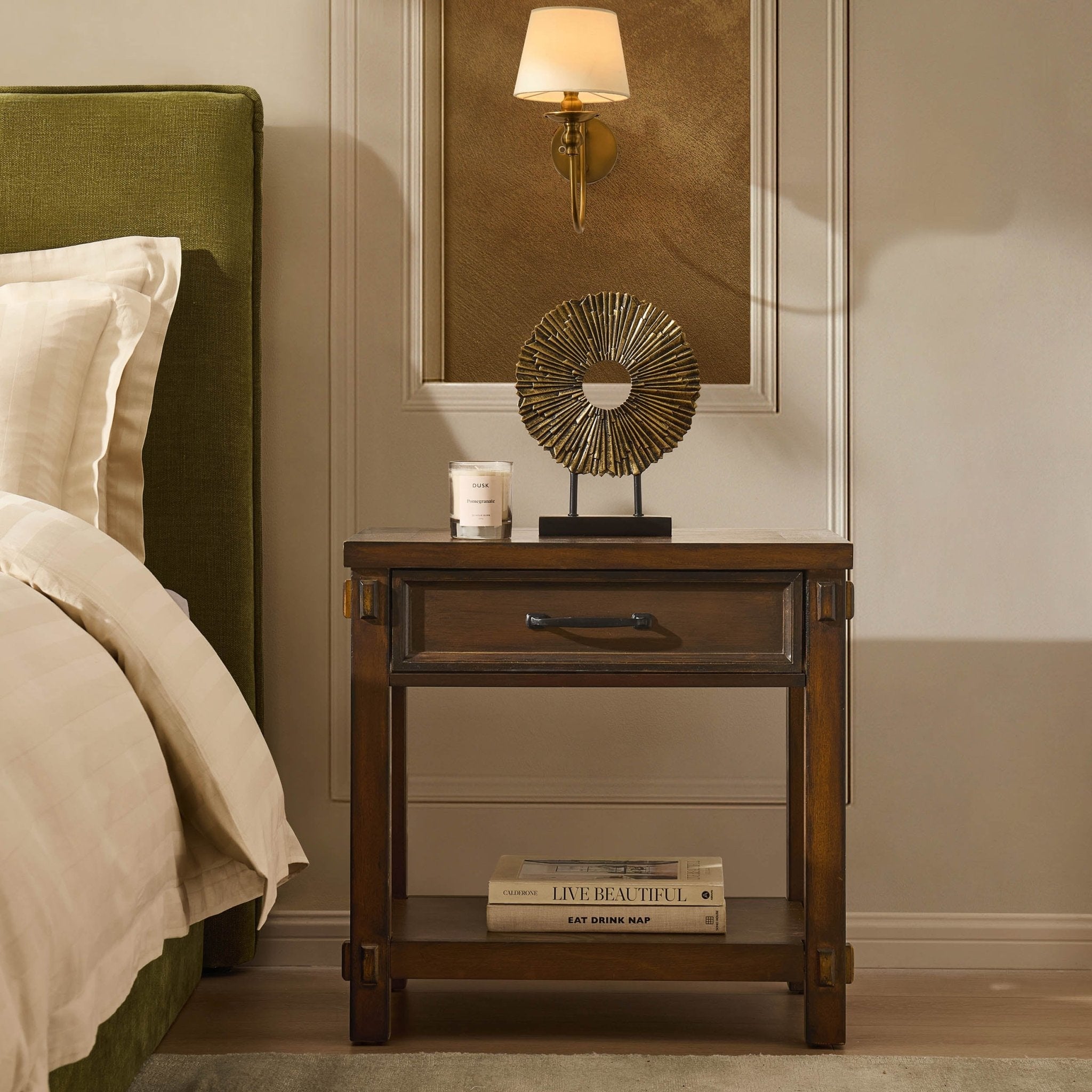 Dusklia - Prim 1 Drawer Wide Nightstand - Walnut