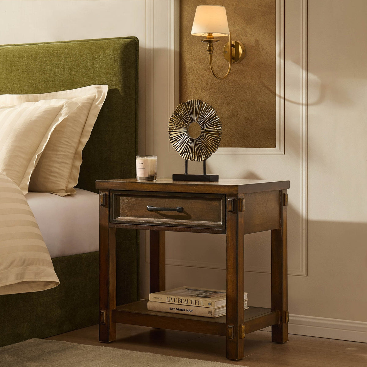 Dusklia - Prim 1 Drawer Wide Nightstand - Walnut
