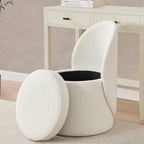 Dusklia - Primrose Boucle Dressing Table Storage Stool - Off White