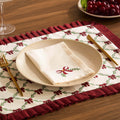 Lot de 4 serviettes de Noël en coton imprimé nœud - Rouge