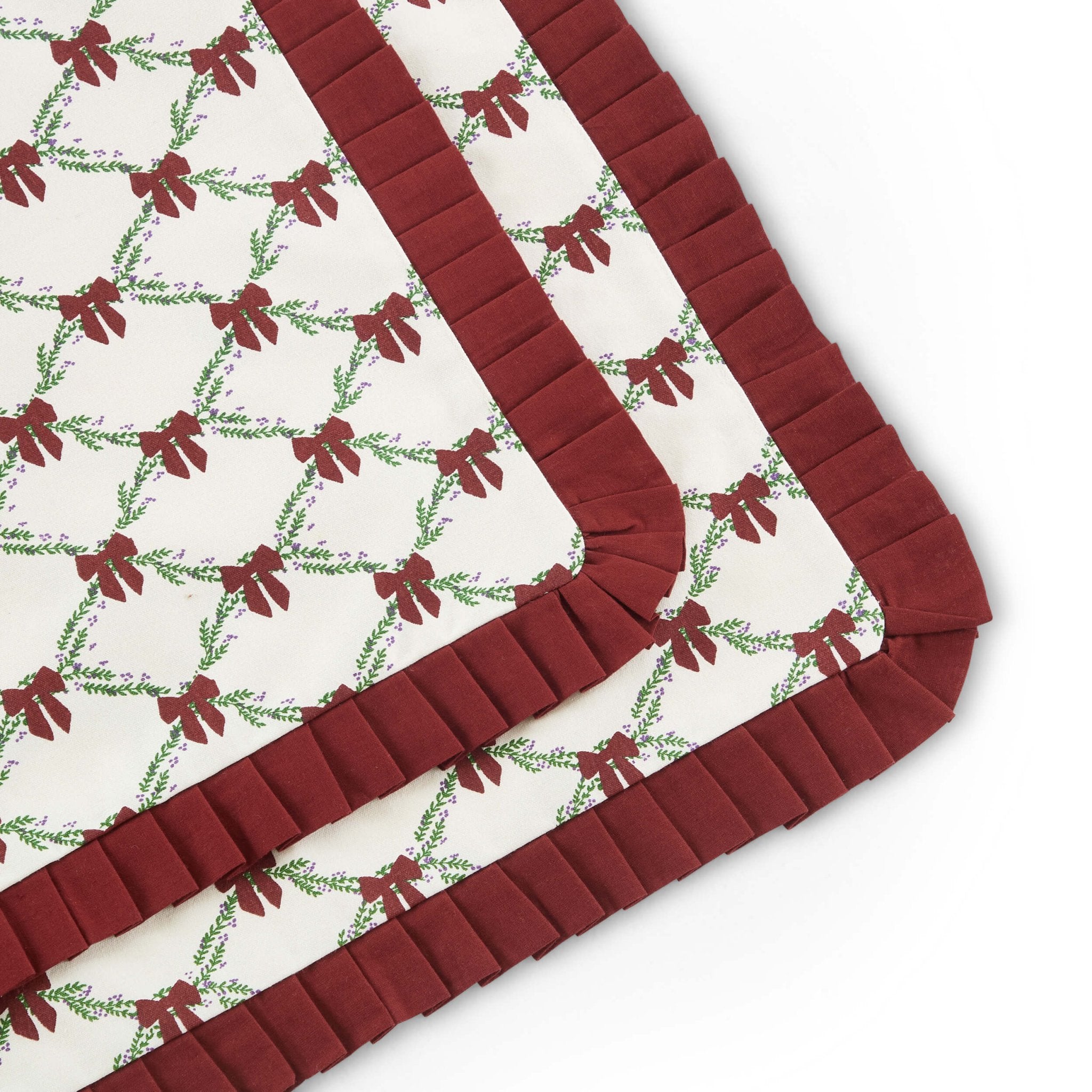 Sets de table de Noël 100 % coton avec nœud imprimé, lot de 4 - Rouge