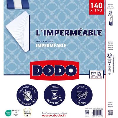 Protège Matelas Imperméable - DODO - 140 x 190 cm - Coton & Polyester - Anti Punaise De Lit