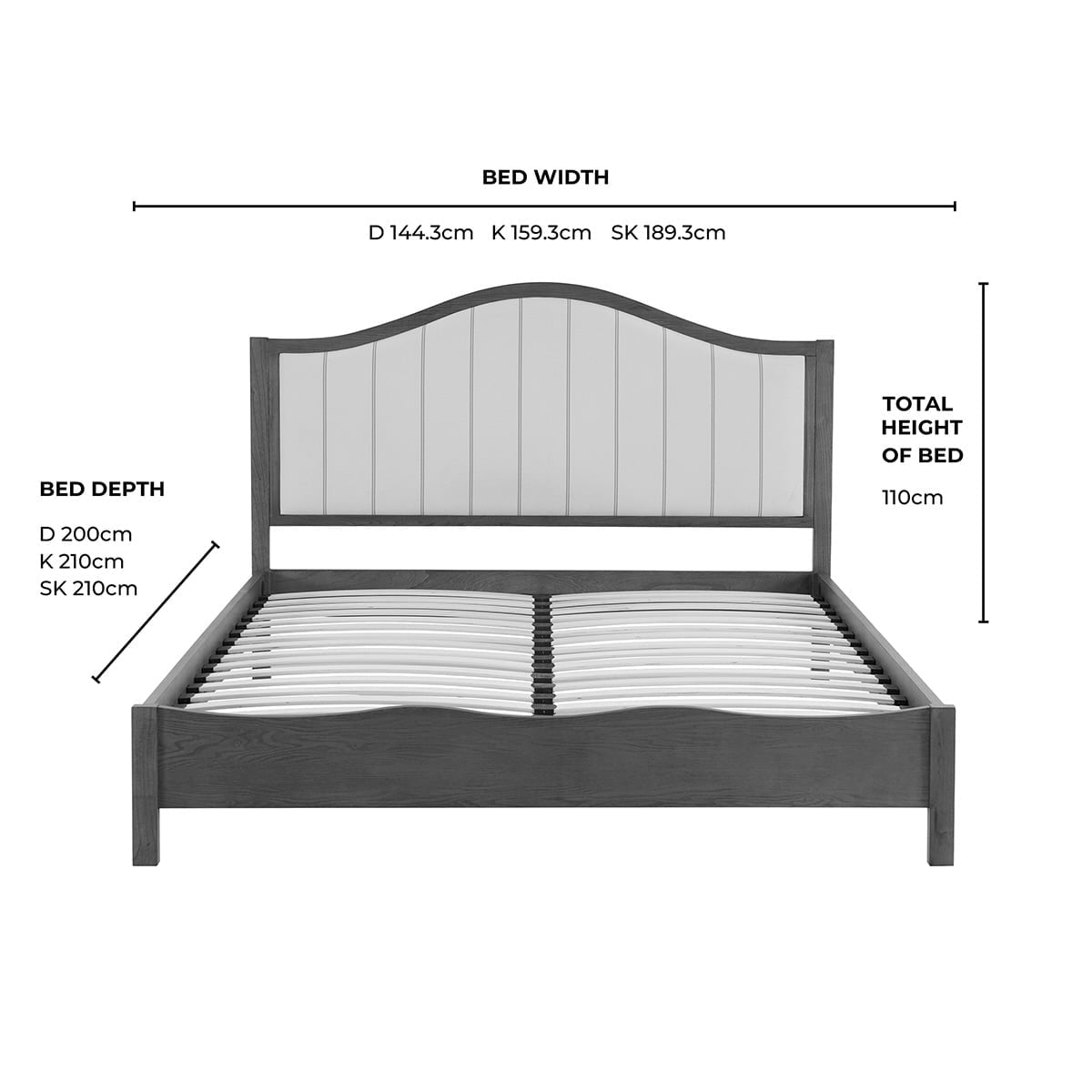 Dusklia - Provence Bed Frame - Thin Natural Stripe