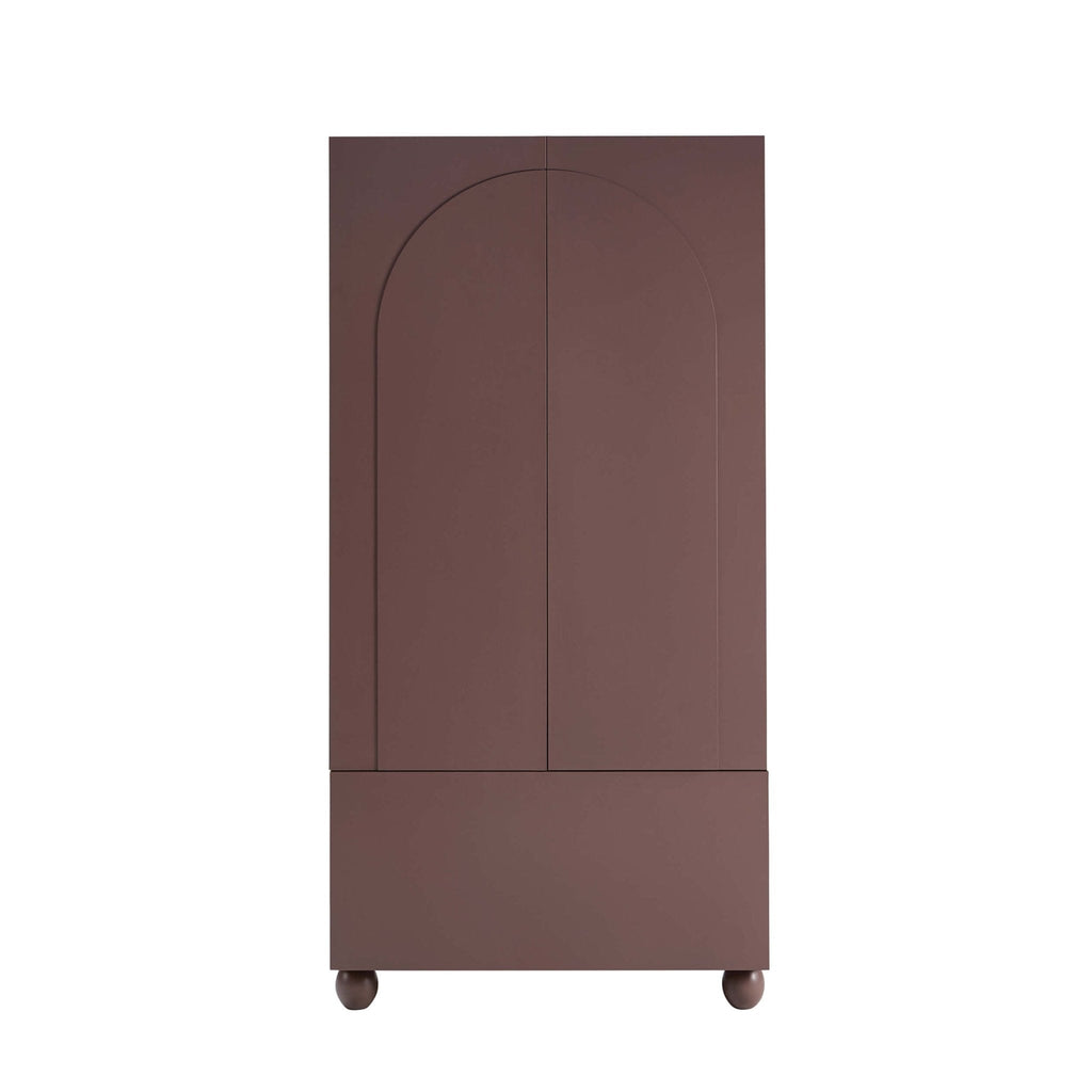 Dusklia - Rachel Arch Front 2 Door Wardrobe with Drawer - Mocha
