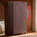 Dusklia - Rachel Arch Front 2 Door Wardrobe with Drawer - Mocha