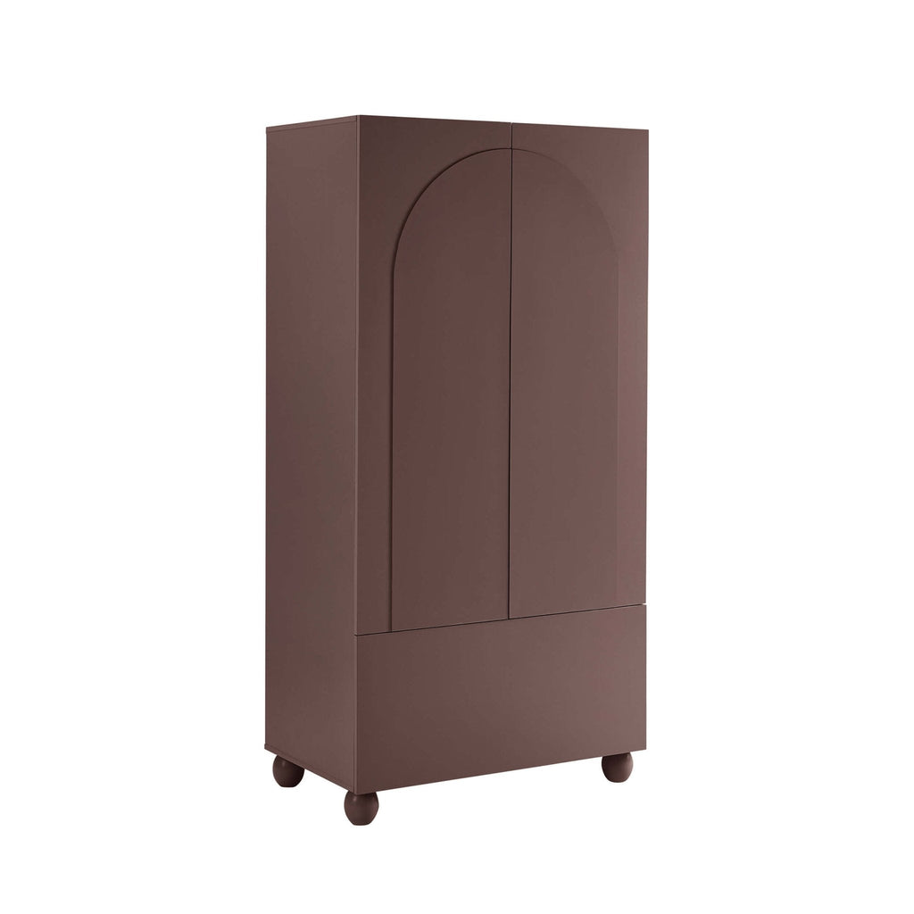 Dusklia - Rachel Arch Front 2 Door Wardrobe with Drawer - Mocha