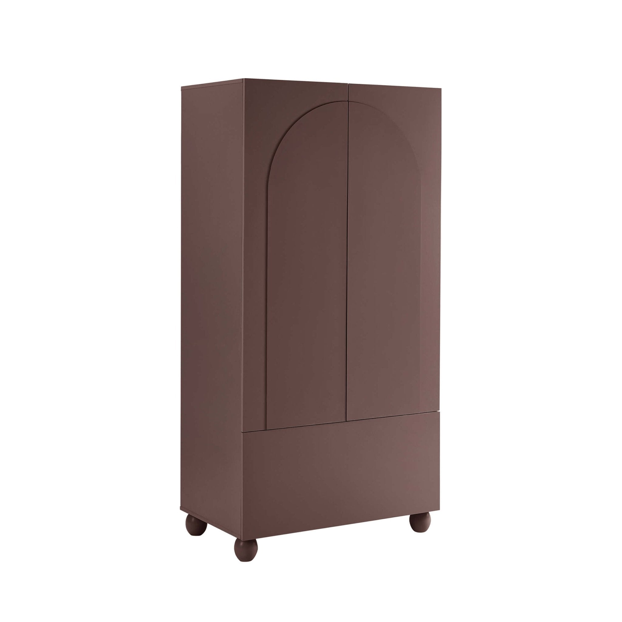 Dusklia - Rachel Arch Front 2 Door Wardrobe with Drawer - Mocha