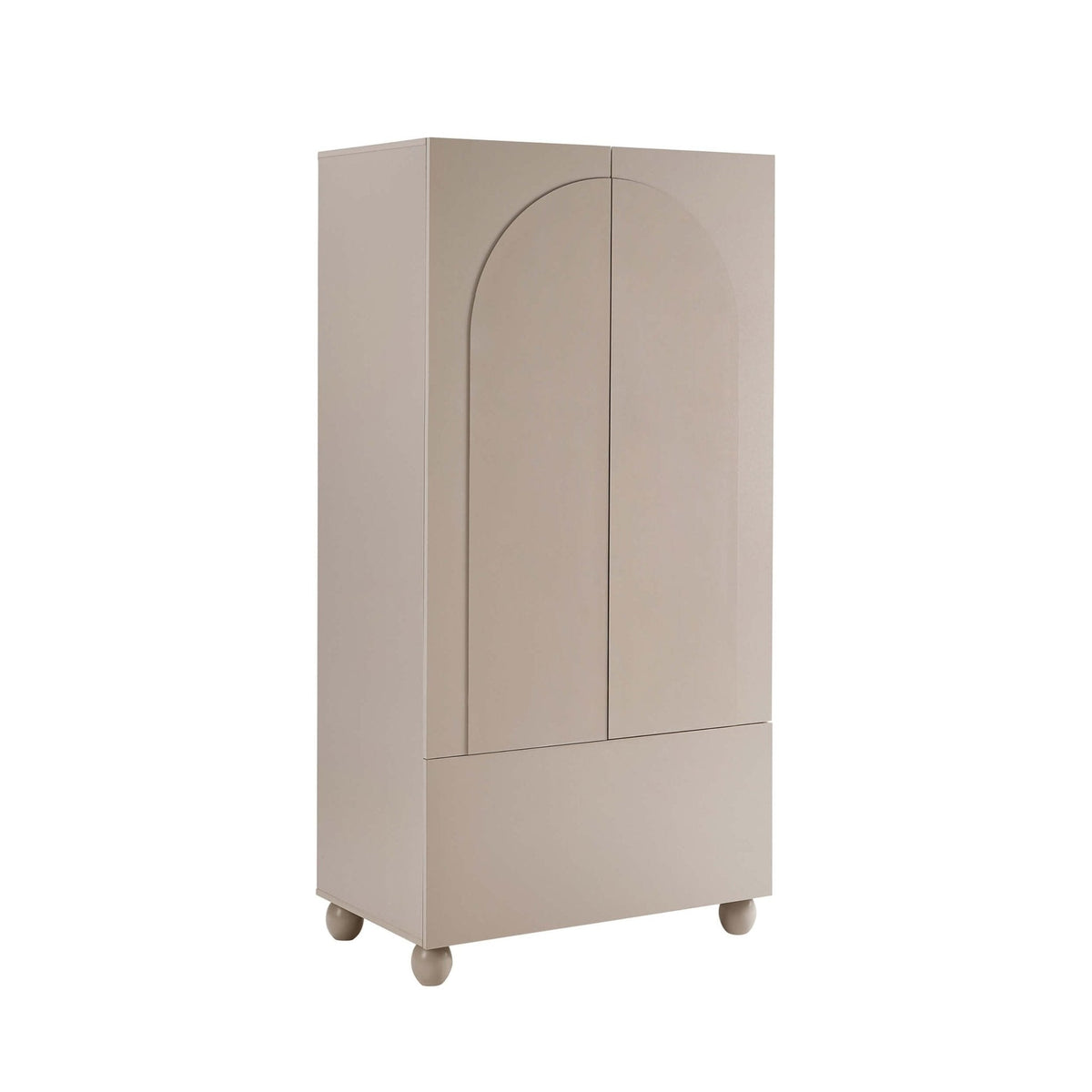 Dusklia - Rachel Arch Front 2 Door Wardrobe with Drawer - Taupe