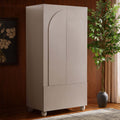 Dusklia - Rachel Arch Front 2 Door Wardrobe with Drawer - Taupe