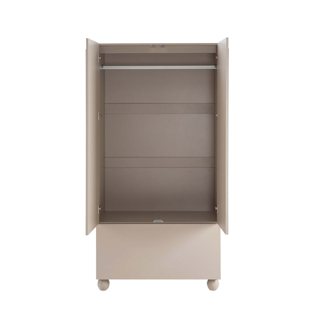 Dusklia - Rachel Arch Front 2 Door Wardrobe with Drawer - Taupe