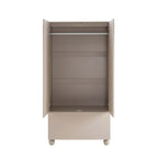 Dusklia - Rachel Arch Front 2 Door Wardrobe with Drawer - Taupe