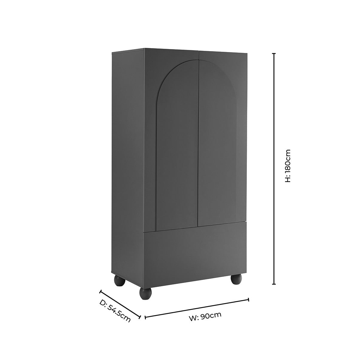 Dusklia - Rachel Arch Front 2 Door Wardrobe with Drawer - Taupe