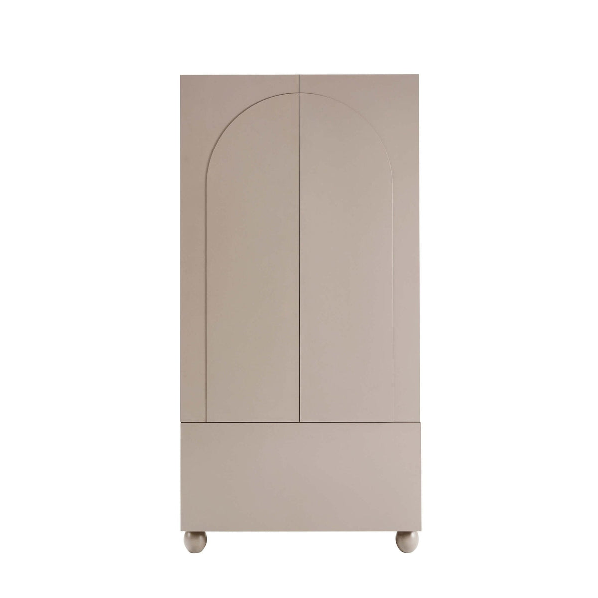 Dusklia - Rachel Arch Front 2 Door Wardrobe with Drawer - Taupe
