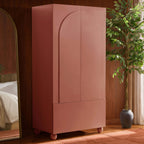 Dusklia - Rachel Arch Front 2 Door Wardrobe with Drawer - Terracotta
