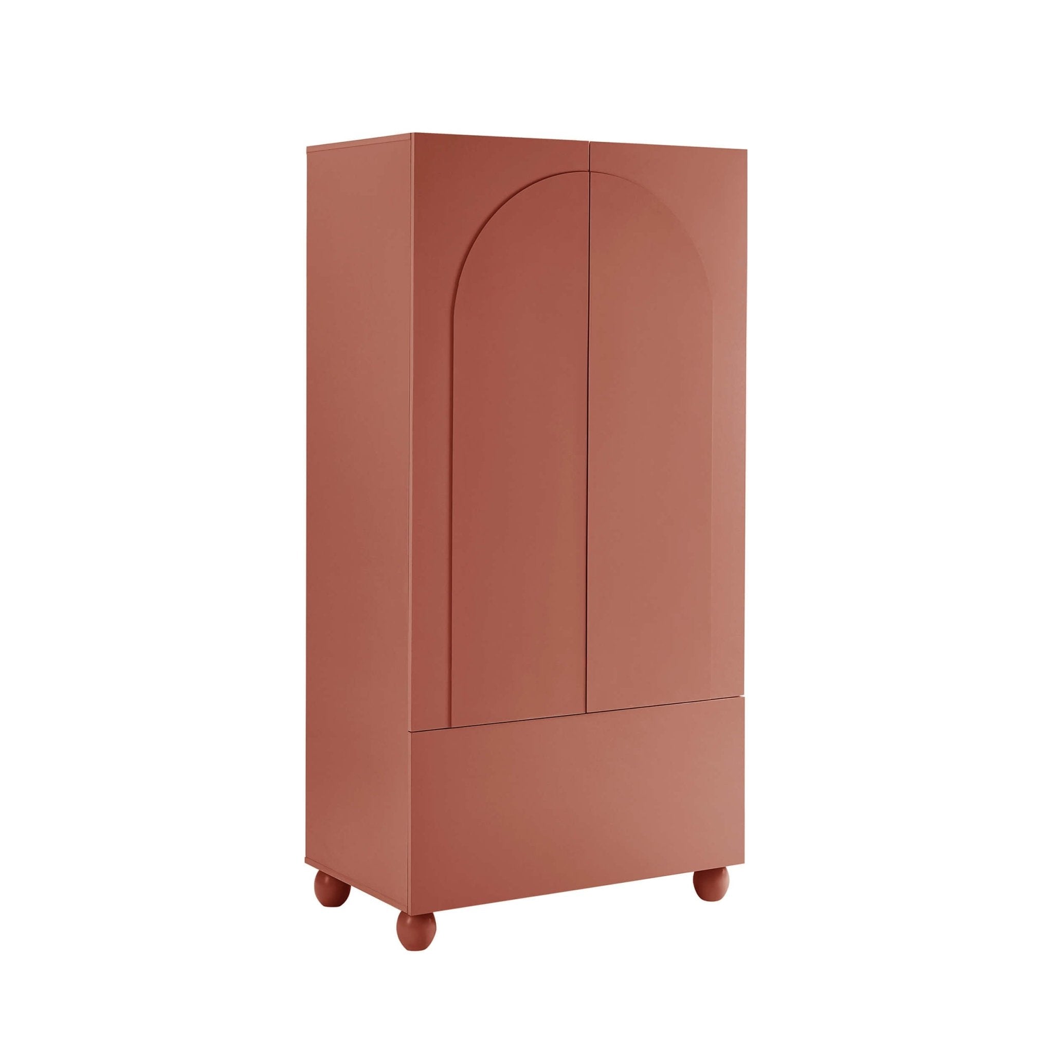 Dusklia - Rachel Arch Front 2 Door Wardrobe with Drawer - Terracotta